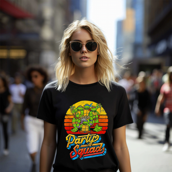 T Shirt Ninja Turtles Vintage Annees 80 Pizza Amis Distressed 4