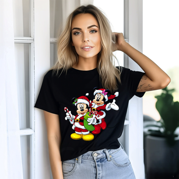 T shirts Mickey Mouse Minnie Mouse Chemise de Noel 2