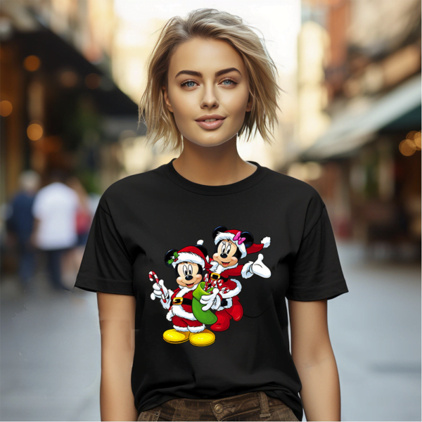 T shirts Mickey Mouse Minnie Mouse Chemise de Noel 3