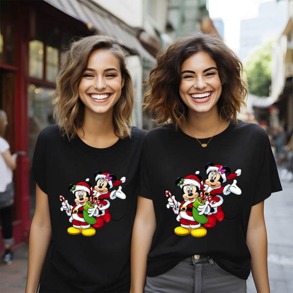 T shirts Mickey Mouse Minnie Mouse Chemise de Noel 4