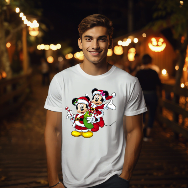 T shirts Mickey Mouse Minnie Mouse Chemise de Noel 5