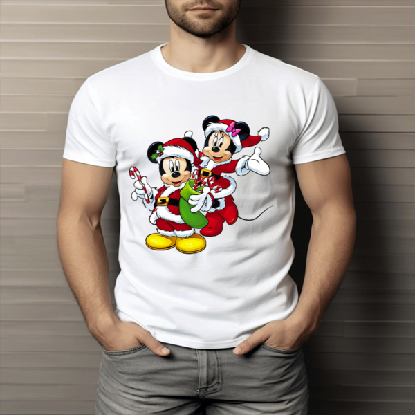 T shirts Mickey Mouse Minnie Mouse Chemise de Noel 7