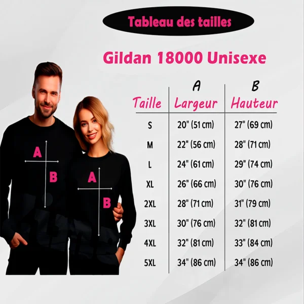 tailles Gildan 18000