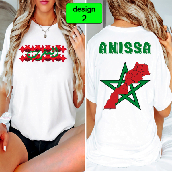 T shirt Maroc avec Prenom au dos personnalise Femme 2