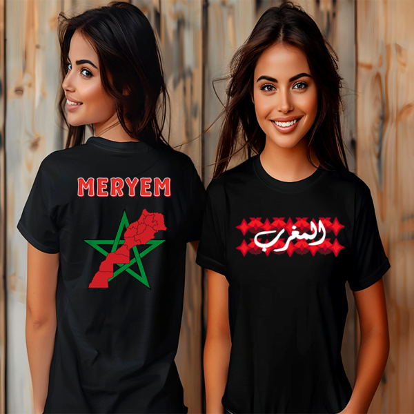 T shirt Maroc avec Prenom au dos personnalise Femme