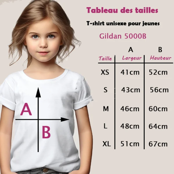 Tableau des tailles 5000B