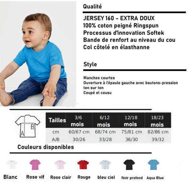 Tableau des tailles MOSQUITO Tee Shirt Bebe
